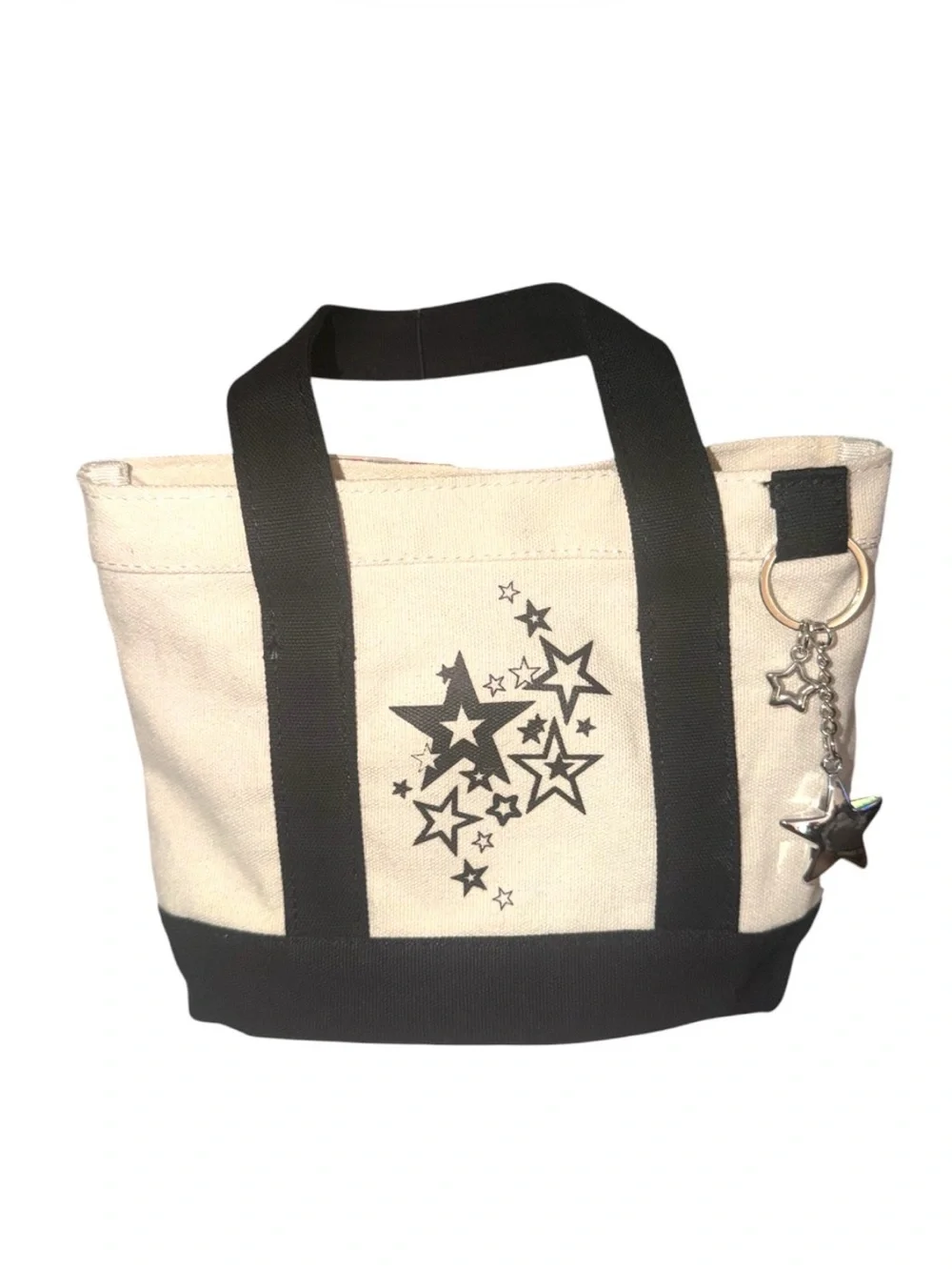 *new* Hot Topic Star Charm Mini Tote Bag - Black & Cream